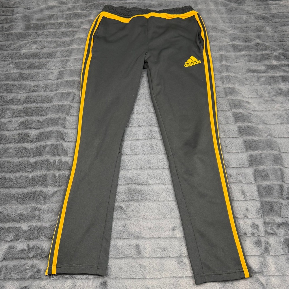 Adidas Kids Gray Yellow Climacool Soccer Training Pants Joggers Size Large L